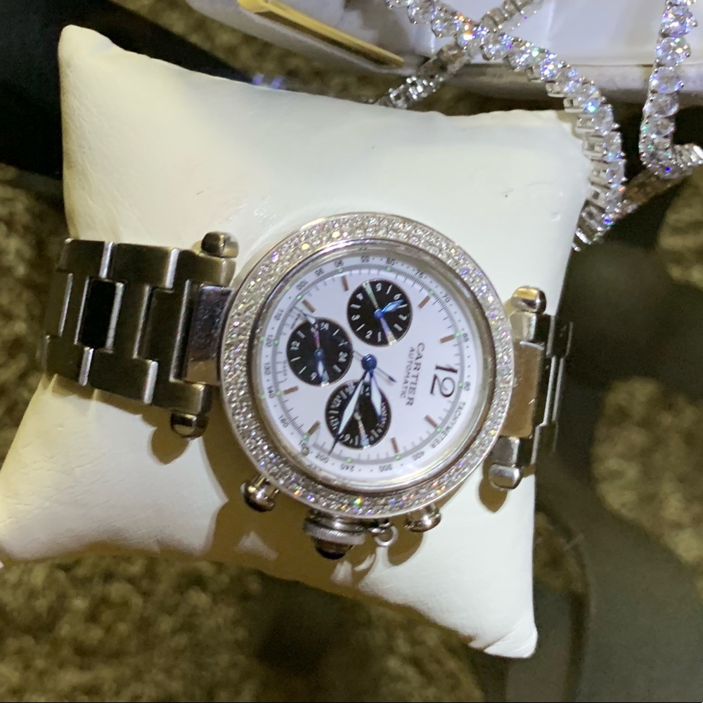 Ladies diamond custom made Cartier pasha watch